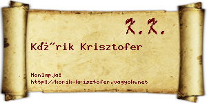 Kórik Krisztofer névjegykártya
